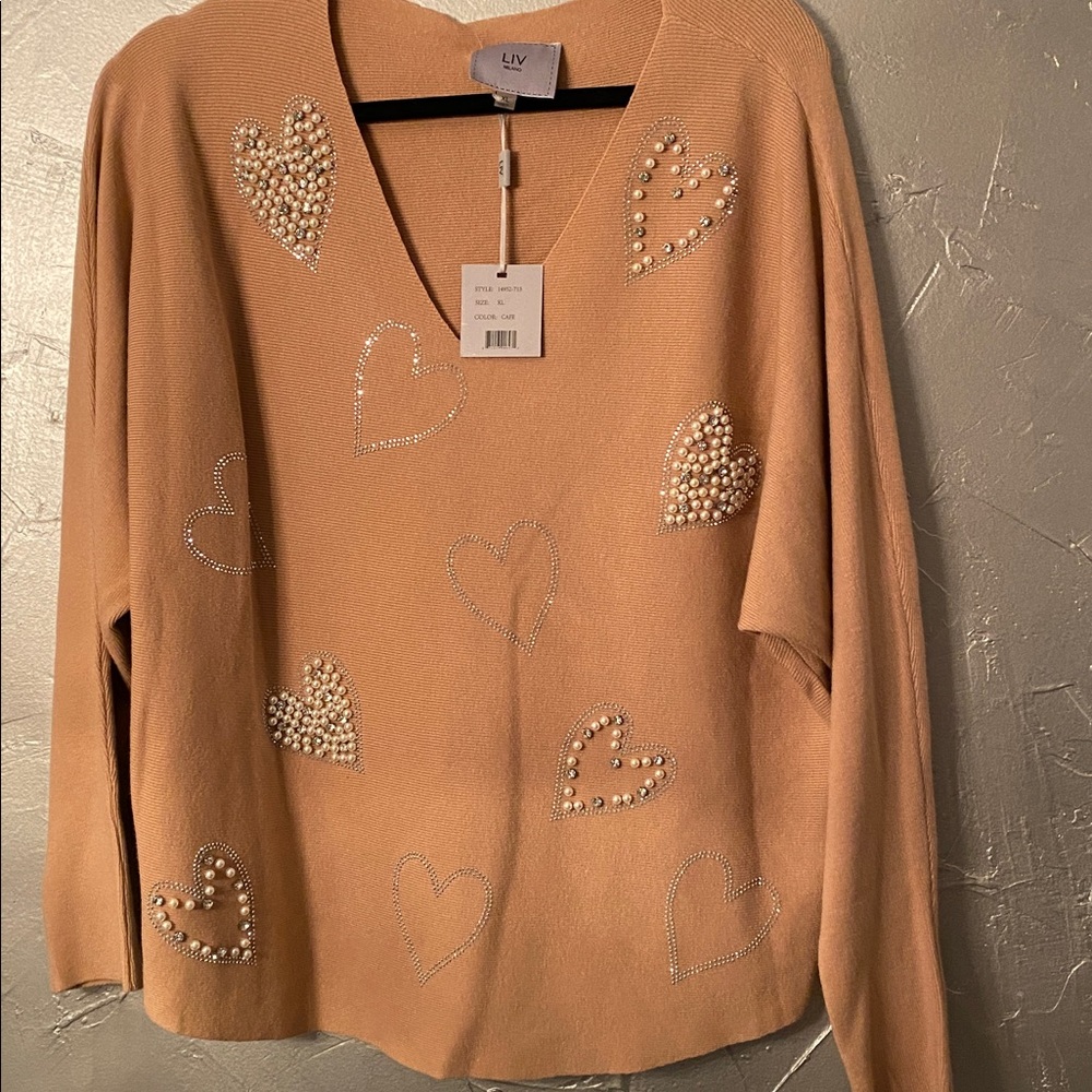 Milano Camel Color Embellished Sweater